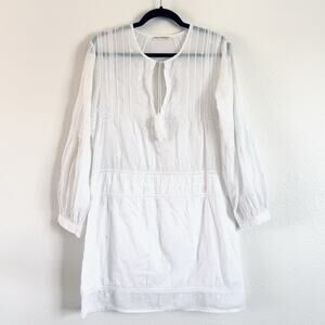 Ulla Johnson Women’s Embroidered Floral Dress Tassel Balloon Slv White